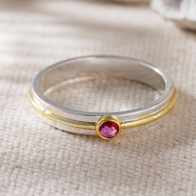 Women's Two-Color Elegant Ring with Golden Stripes